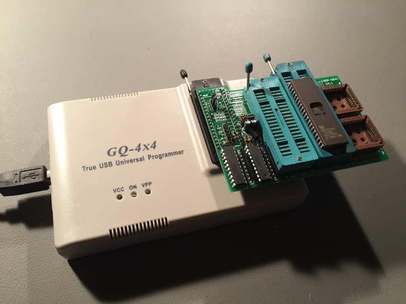 GQ programmer with adapter board and EPROM